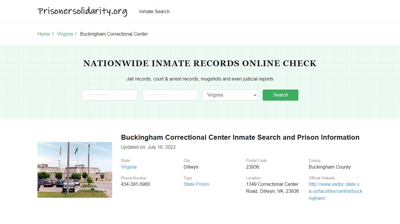 Buckingham Correctional Center Inmate Search, Visitation, Phone no ...