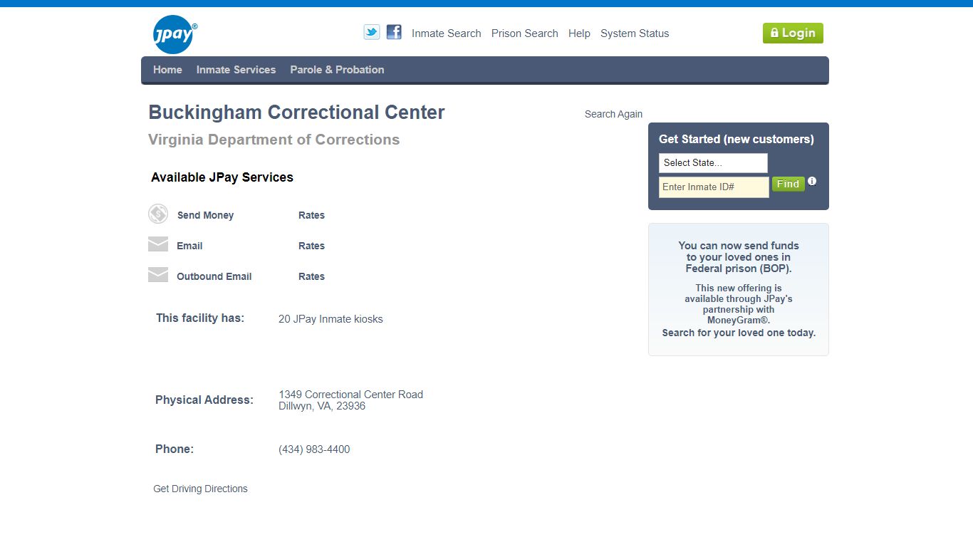 Buckingham Correctional Center - JPay LLC